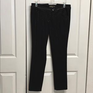 South Pole Black Gold Pinstripe Satin Trim Low Rise 4 Pocket Dress Pants JR 13